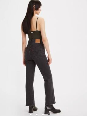 Levi’s Premium Ribcage Boot Cut Button Fly Black Jeans, Size 24